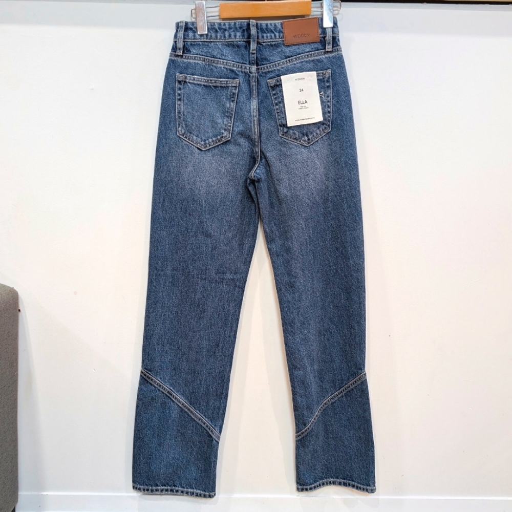 HIDDEN | Women's Medium Wash Ella High Rise Classic Straight Jeans - Picture 7 of 8